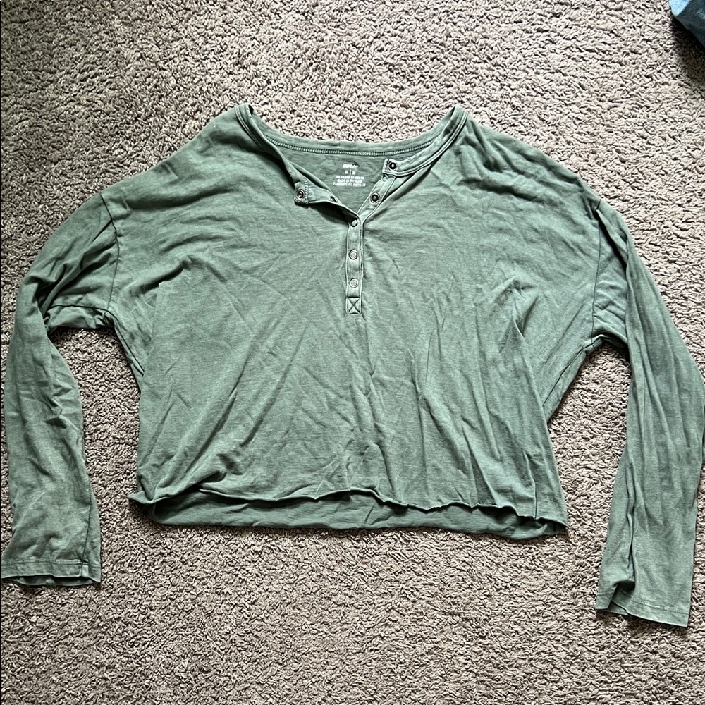Aerie Cropped Henley Top